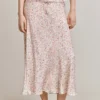 Darcy Satin Midi Skirt Cream Bubble