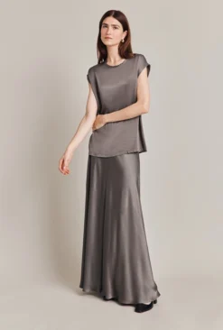 Adrianna Satin Maxi Skirt Grey -KILA Clothing Shop S06G008 B03 28514 650px 964px