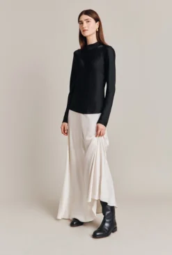 Adrianna Satin Maxi Skirt Ivory -KILA Clothing Shop S06G008 M12 28503 650px 964px