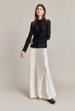 Adrianna Satin Maxi Skirt Ivory -KILA Clothing Shop S06G008 M12 28504 650px 964px