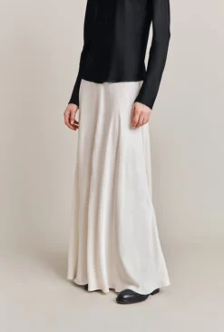 Adrianna Satin Maxi Skirt Ivory -KILA Clothing Shop S06G008 M12 28505 650px 964px