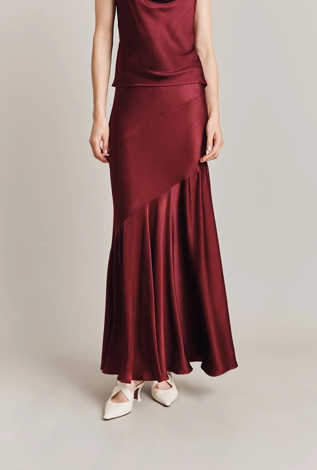 Eileen Satin Midi Skirt Claret 5 Eileen Satin Midi Skirt Claret - Image 5