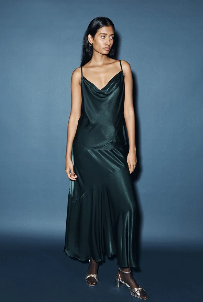 Eileen Satin Midi Skirt Cedar 1 Eileen Satin Midi Skirt Cedar