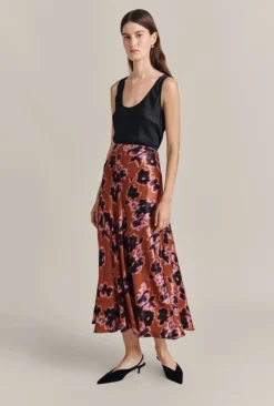 Mariana Midi Skirt Rust Ikat Print