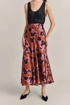 Mariana Midi Skirt Rust Ikat Print -KILA Clothing Shop S07G008 Z74 29500 650px 964px