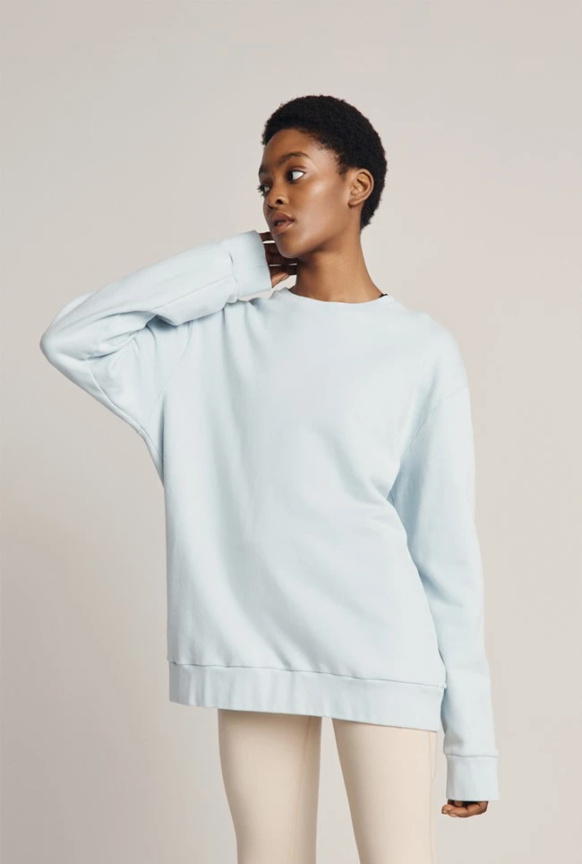 Organic Longline Sweatshirt Pale Blue 2 Organic Longline Sweatshirt Pale Blue - Image 2