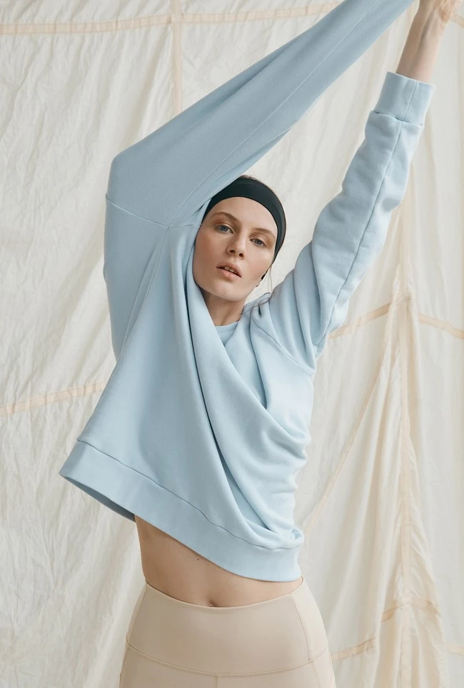 Organic Longline Sweatshirt Pale Blue 1 Organic Longline Sweatshirt Pale Blue