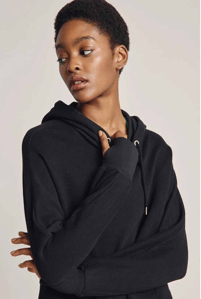 Cropped Organic Hoodie Black 2 Cropped Organic Hoodie Black - Image 2