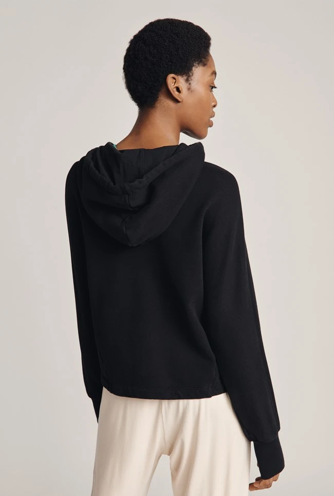 Cropped Organic Hoodie Black 3 Cropped Organic Hoodie Black - Image 3