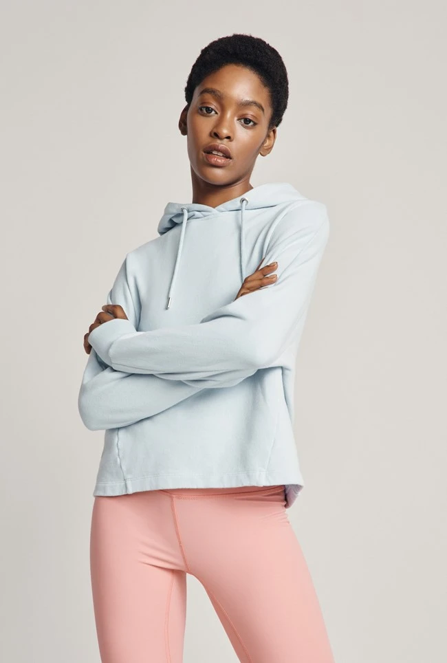 Cropped Organic Hoodie Pale Blue 1 Cropped Organic Hoodie Pale Blue