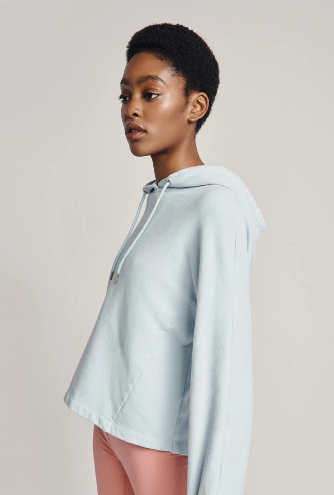 Cropped Organic Hoodie Pale Blue 2 Cropped Organic Hoodie Pale Blue - Image 2