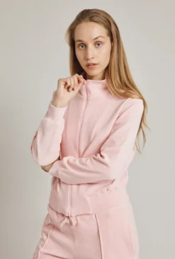 Velour Track Top Pink