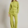 Wide Leg Velour Pant Green