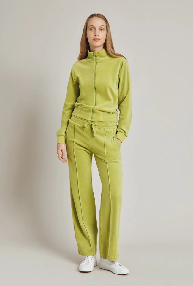 Wide Leg Velour Pant Green 1 Wide Leg Velour Pant Green