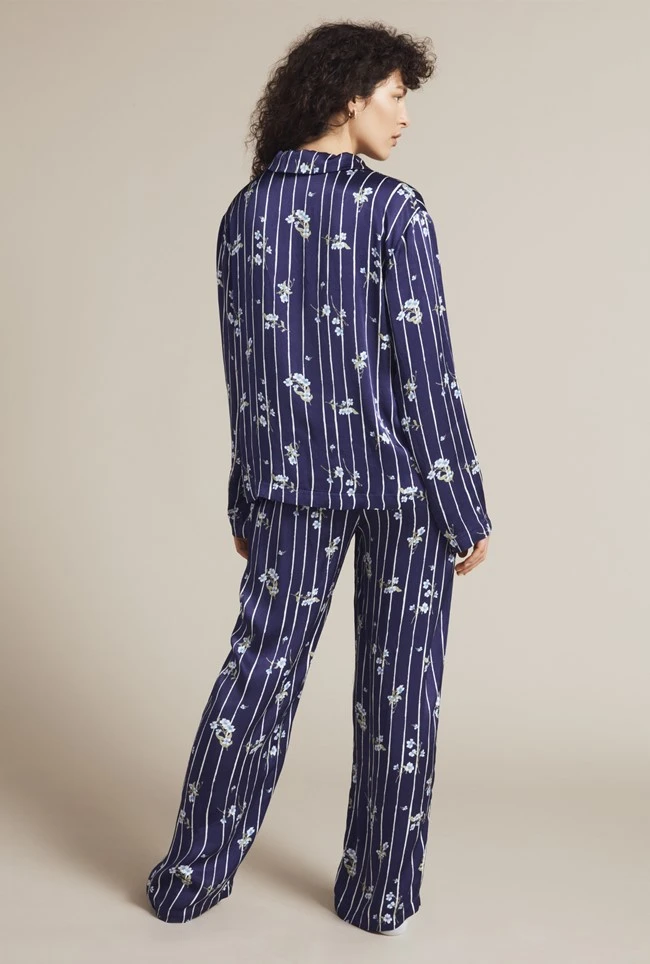 Lara Satin PJ Set Stripe Floral 4 Lara Satin PJ Set Stripe Floral - Image 4