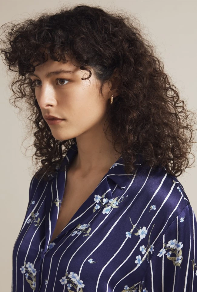 Lara Satin PJ Set Stripe Floral 2 Lara Satin PJ Set Stripe Floral - Image 2