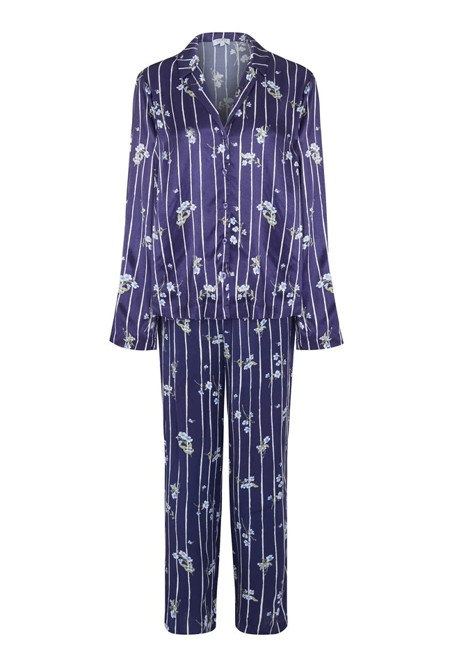 Lara Satin PJ Set Stripe Floral 5 Lara Satin PJ Set Stripe Floral - Image 5